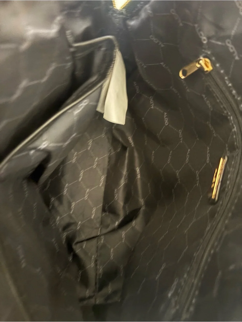 Aldo Black Satchel with Gold Lock Hardware
